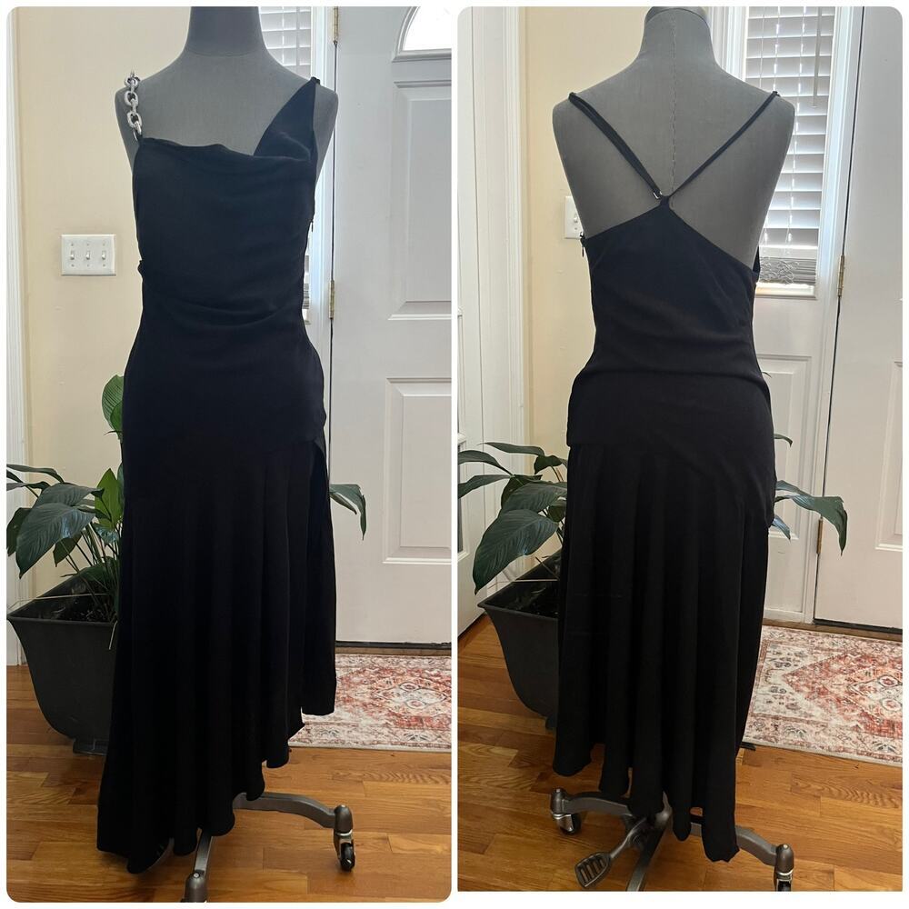 Giuseppe Di Morabito Asymmetric Hem Side High Slit Rhinestone Strap Dress 00 - Picture 3 of 14